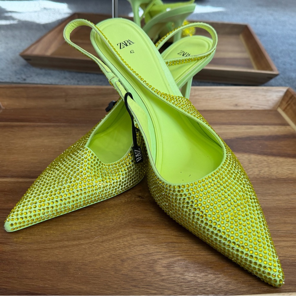 Zara Women's Lime Green Embellished Heels